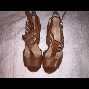 Also Brown Leather Wedges - size 8